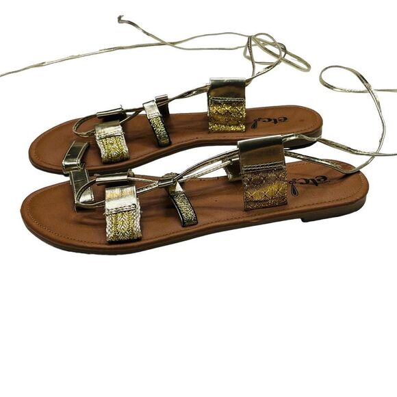 10/$25🦋 Rue 21 etc.! Gold Lace Up Flat Sandals - Size S (6/7) - Picture 6 of 11
